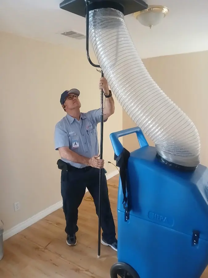 Mini Split Installation technician using HEPA equipment in Salida